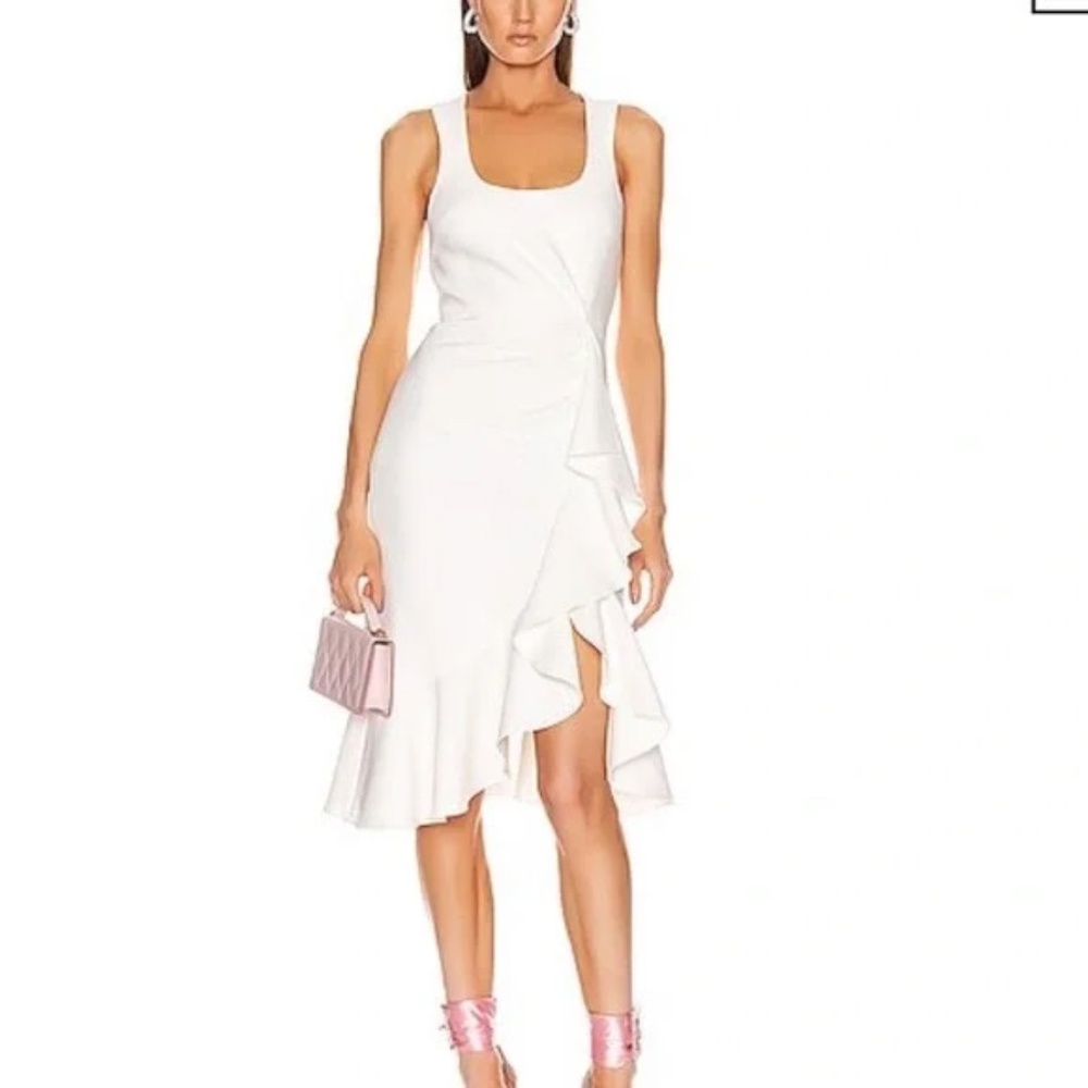 Cinq A Sept Angela Cream Ruffle MIDI Dress